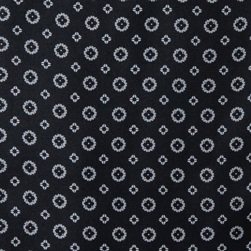 Charcoal and Grey Pattern Silk Ascot Serà Fine Silk