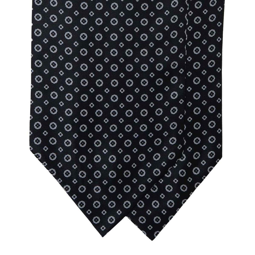 Charcoal and Grey Pattern Silk Ascot Serà Fine Silk