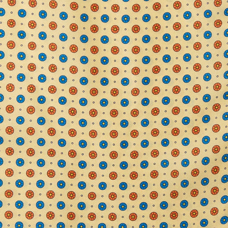 Yellow Circles Pattern Silk Ascot Serà Fine Silk