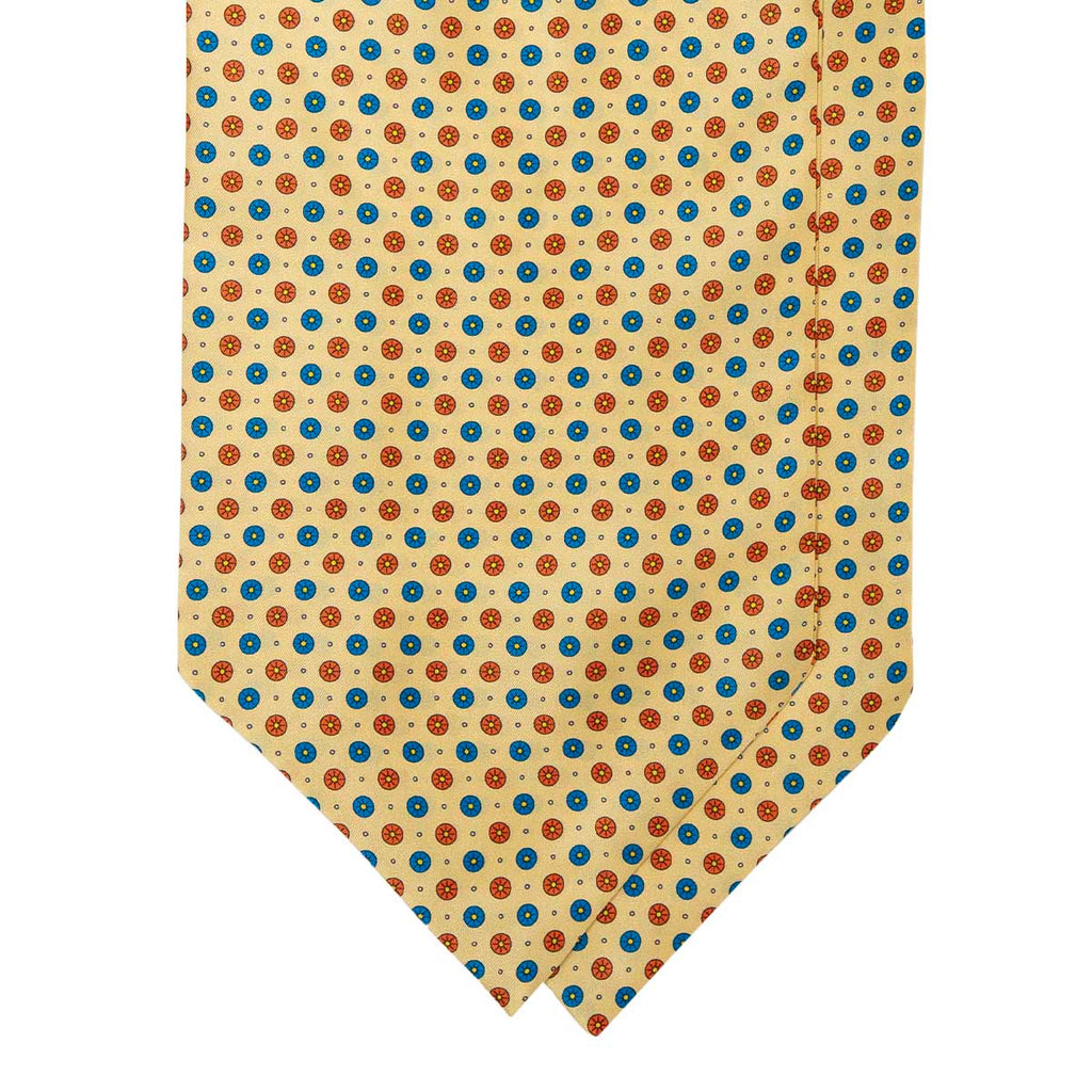 Yellow Circles Pattern Silk Ascot Serà Fine Silk