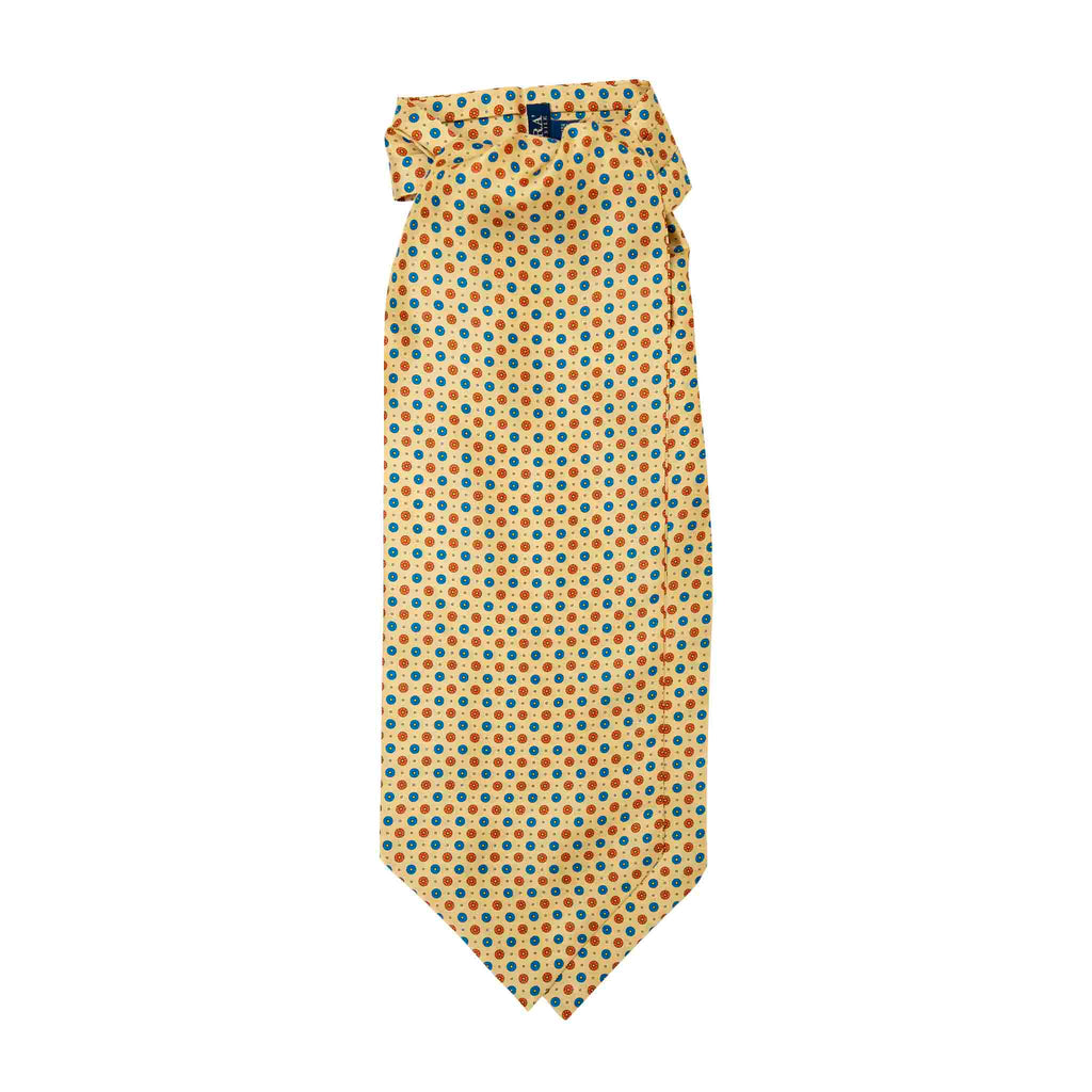 Yellow Circles Pattern Silk Ascot Serà Fine Silk