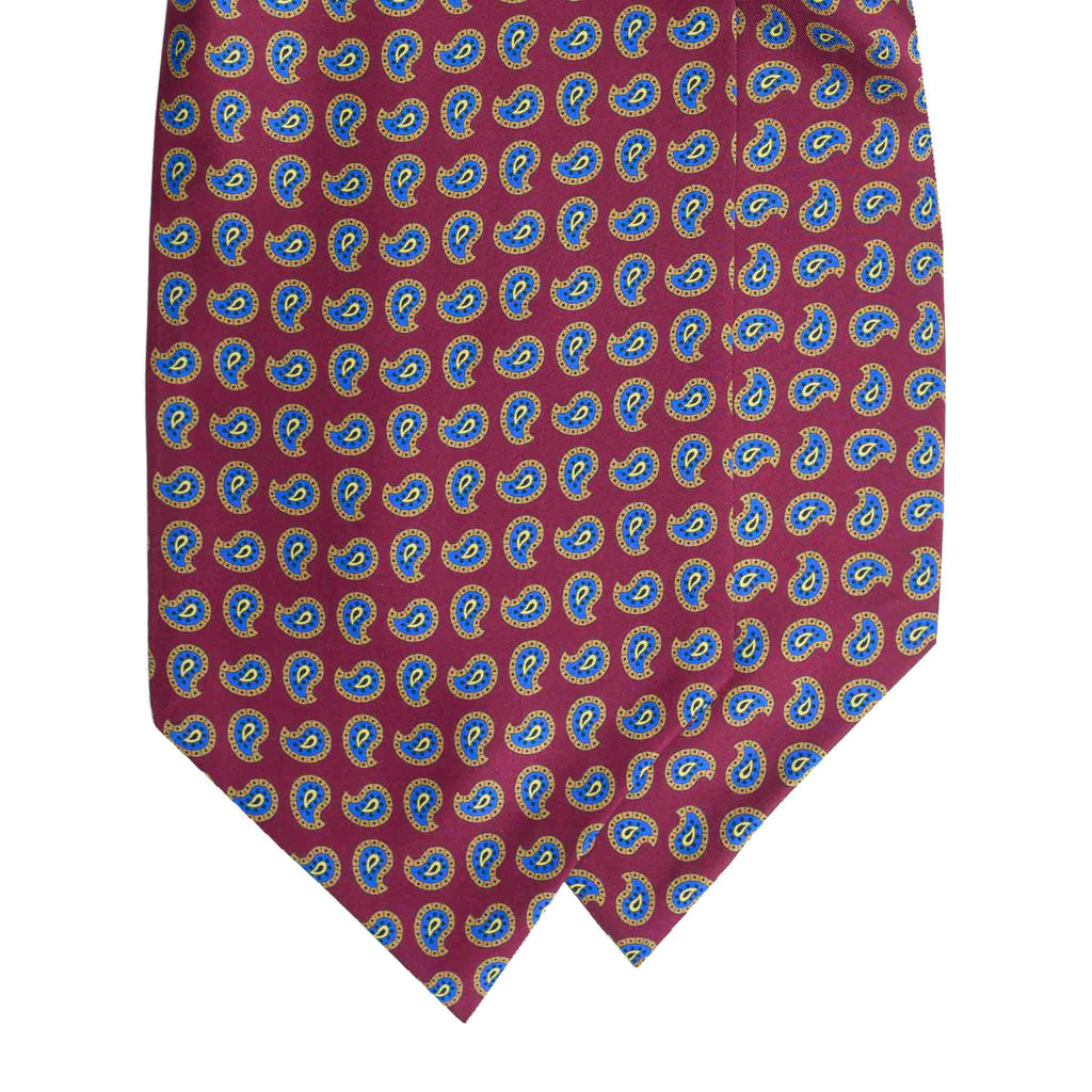 Red Silk Ascot with Blue Paisley Serà Fine Silk