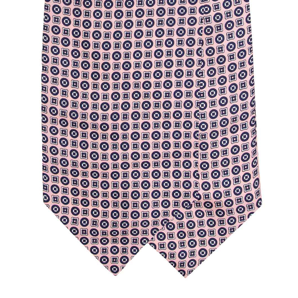 Pink and Blue Round Pattern Silk Ascot Serà Fine Silk