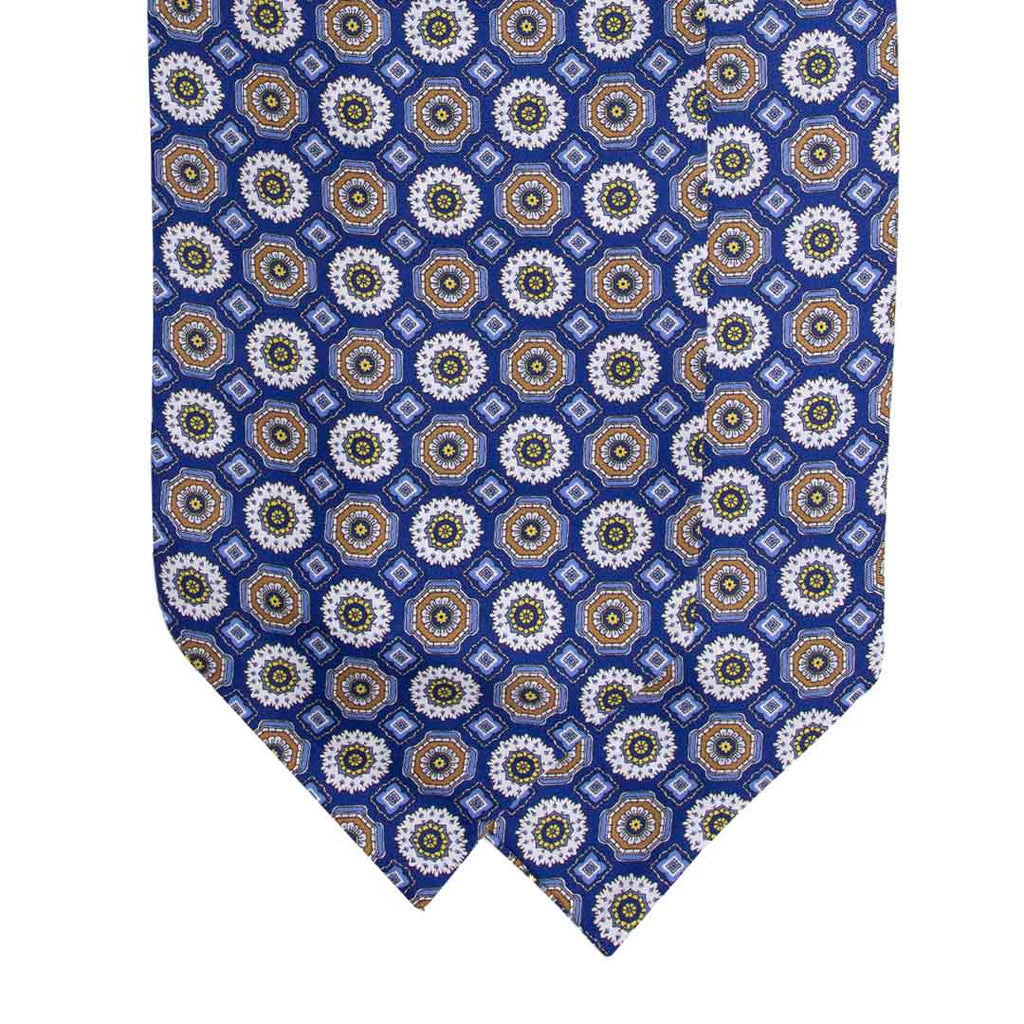 Royal Blue Medallions Silk Ascot Serà Fine Silk