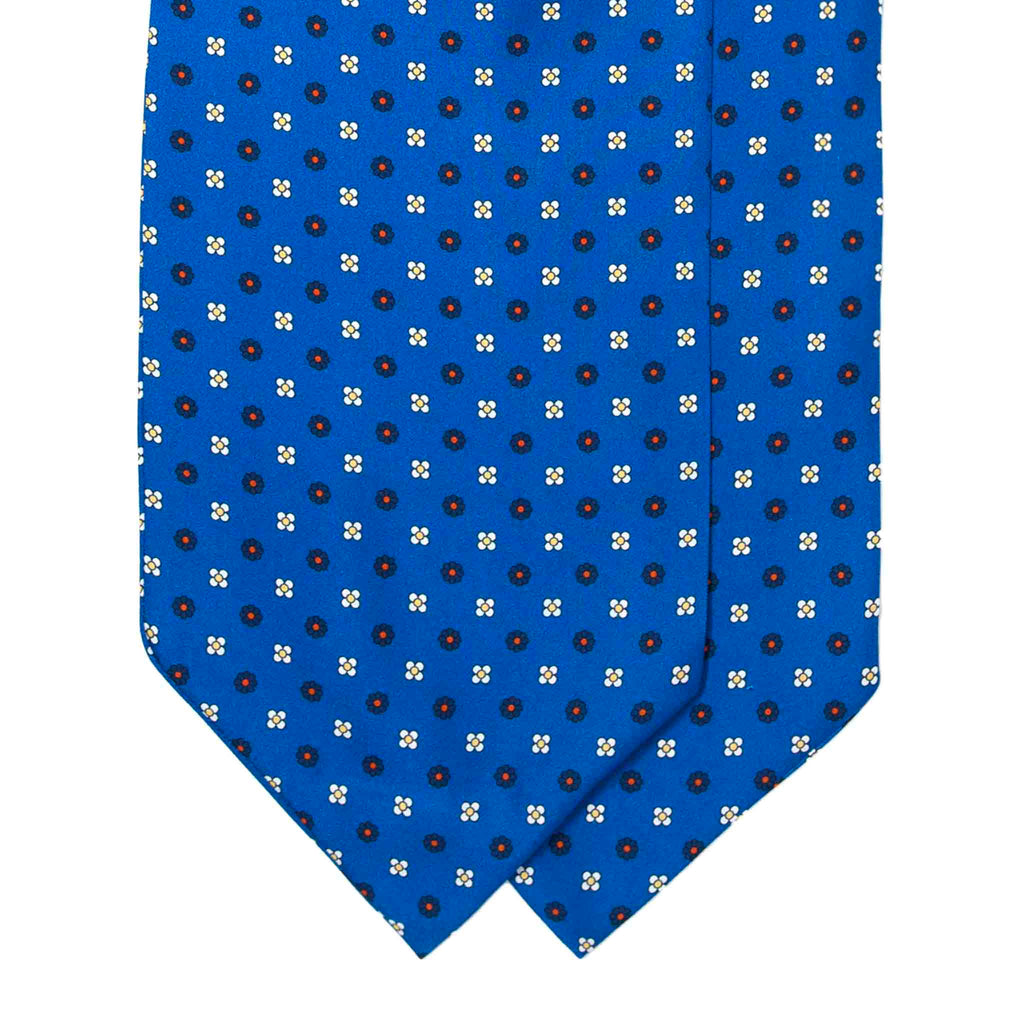 Light Blue Silk Ascot with Square Pattern Serà Fine Silk