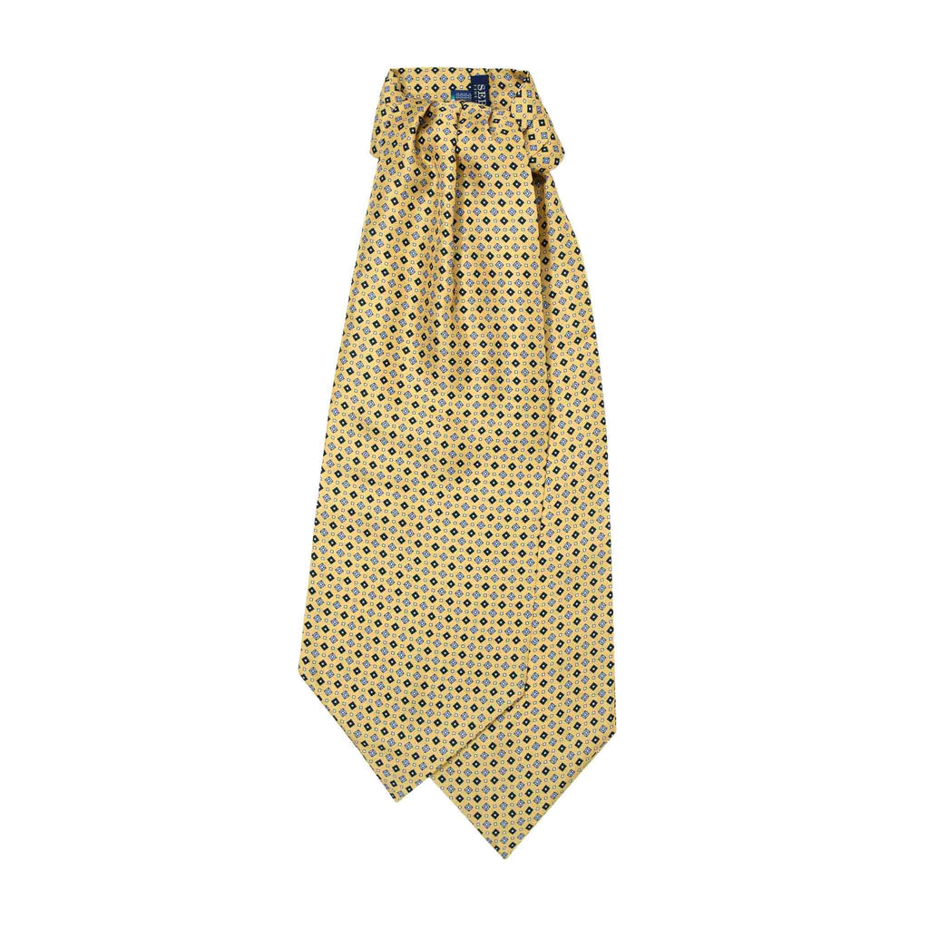 Yellow Silk Ascot with Diamond Micropattern Serà Fine Silk