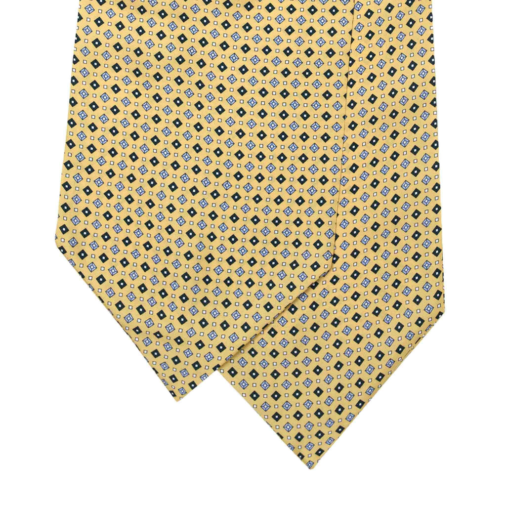 Yellow Silk Ascot with Diamond Micropattern Serà Fine Silk