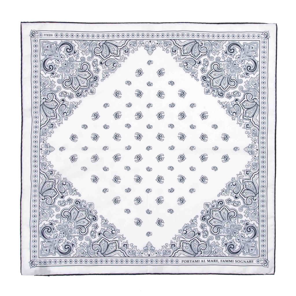 portami al mare white navy cotton silk bandana Serà Fine Silk