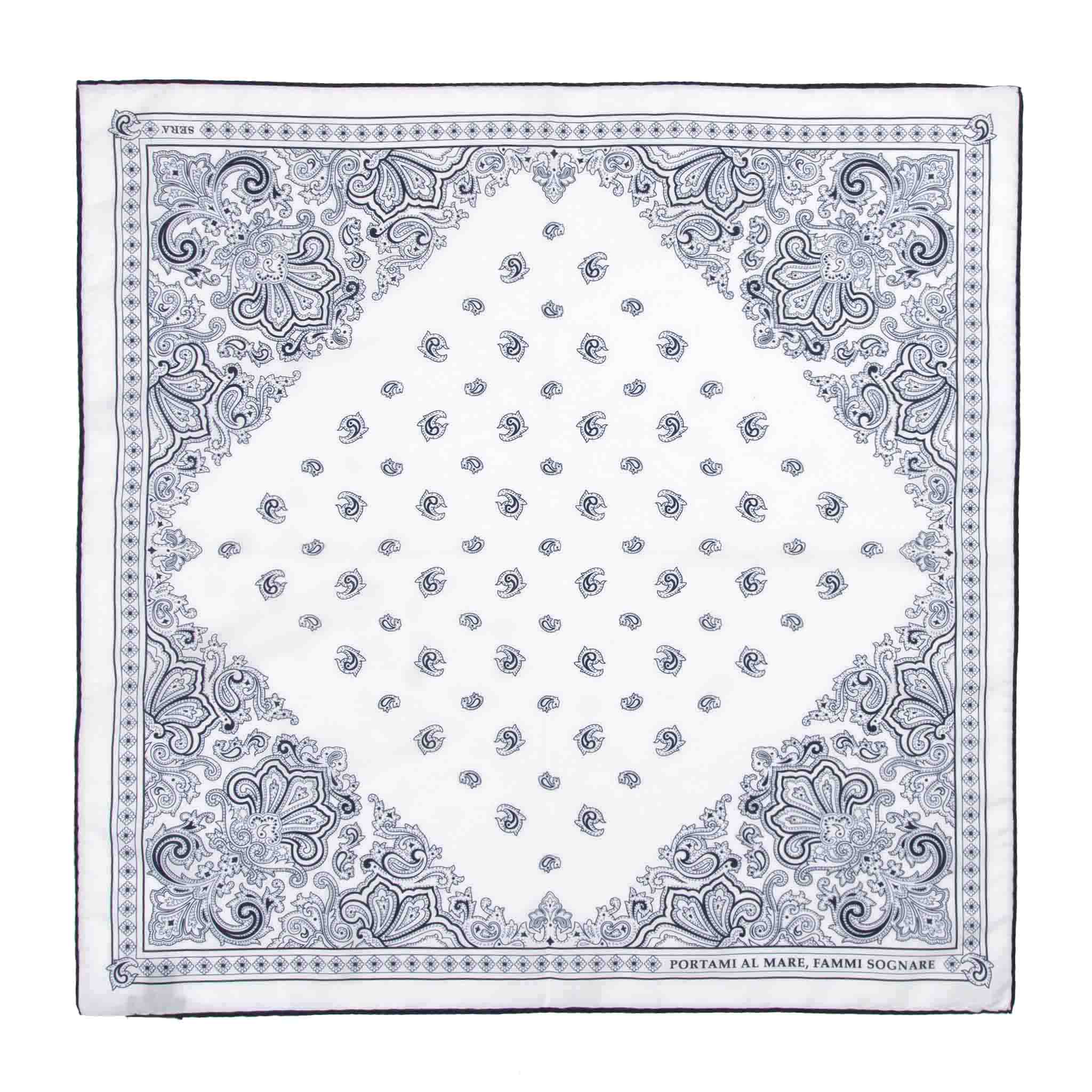 Portami al Mare - White & Navy Cotton & Silk Bandana