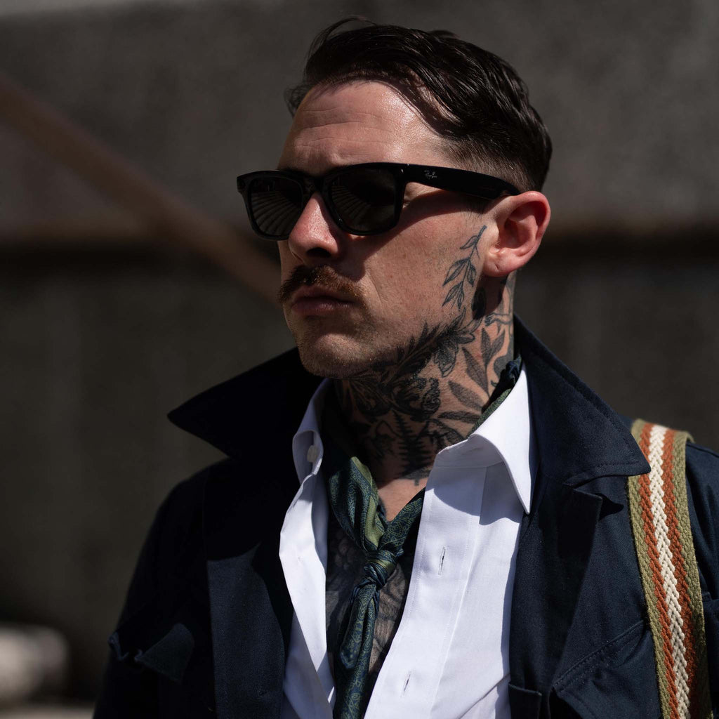 Paisley Green and Navy Silk Bandana Serà Fine Silk