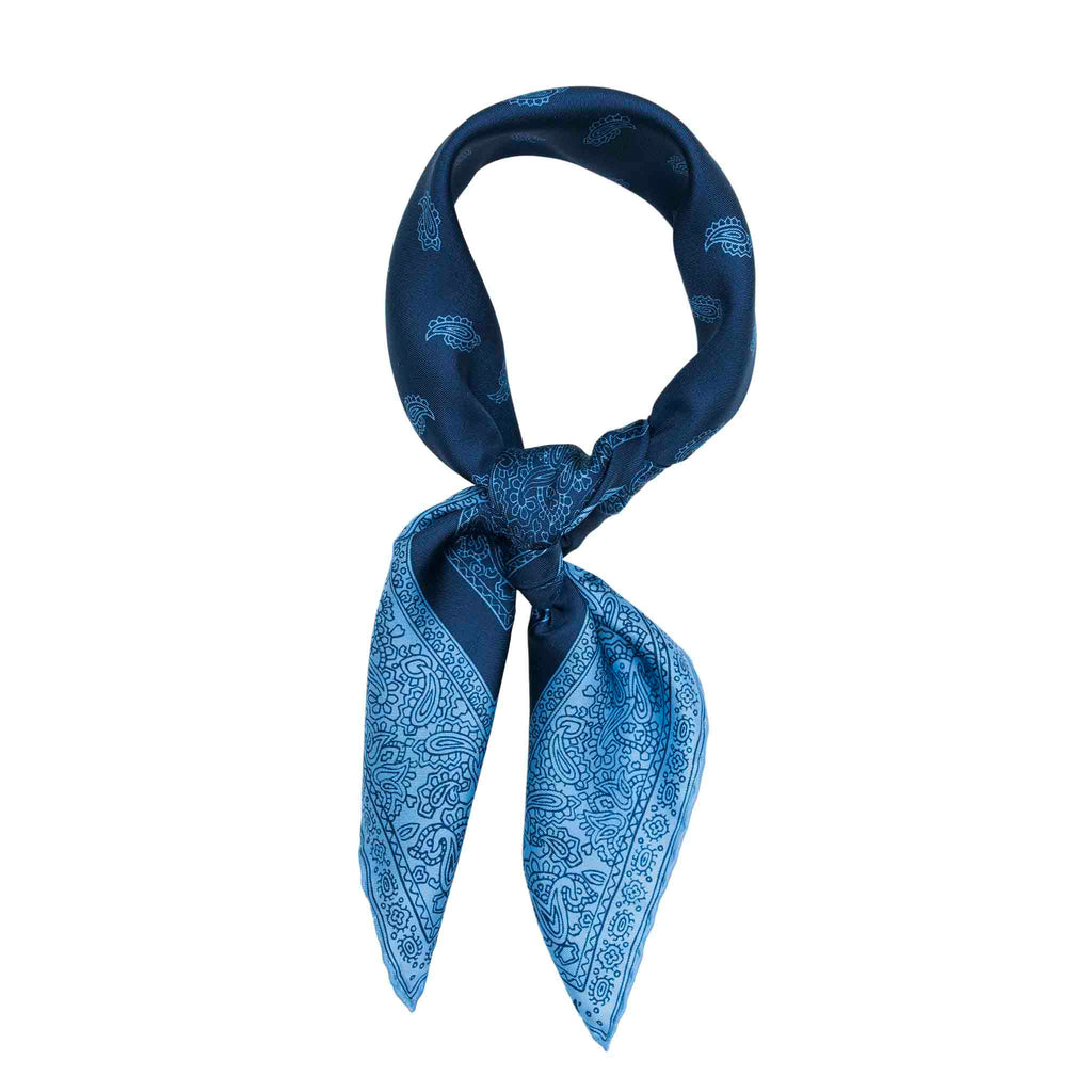 Paisley Blue and Light Blue Silk Bandana Serà Fine Silk