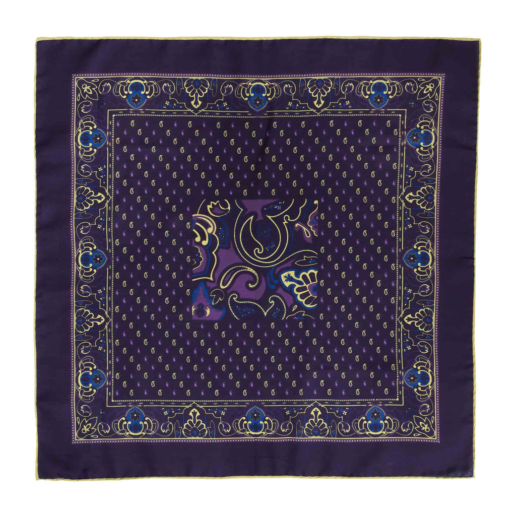 Big Paisley Purple Cotton & Silk Bandana Serà Fine Silk