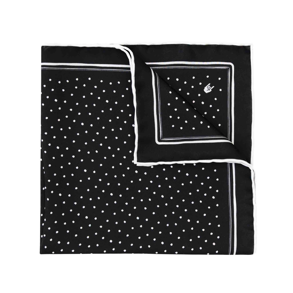 Corna Black Silk Pocket Square Serà Fine Silk