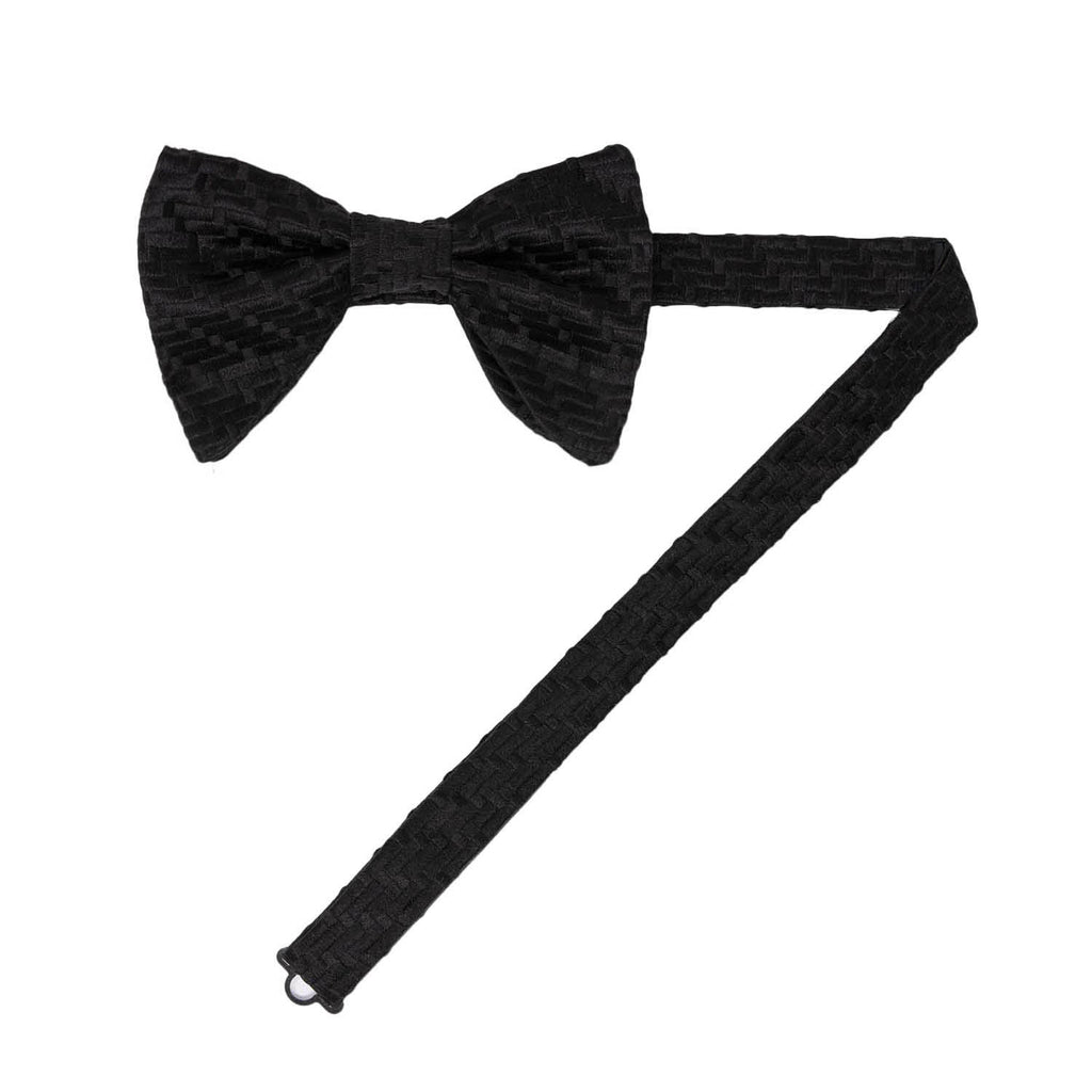 Black Squares Pattern Silk Butterfly Bow Tie Serà Fine Silk