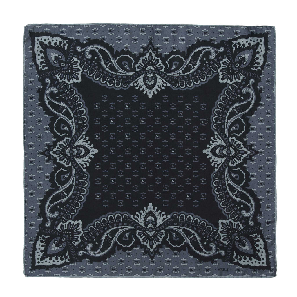 Bloom - Grey Cotton & Silk Bandana | Serà Fine Silk