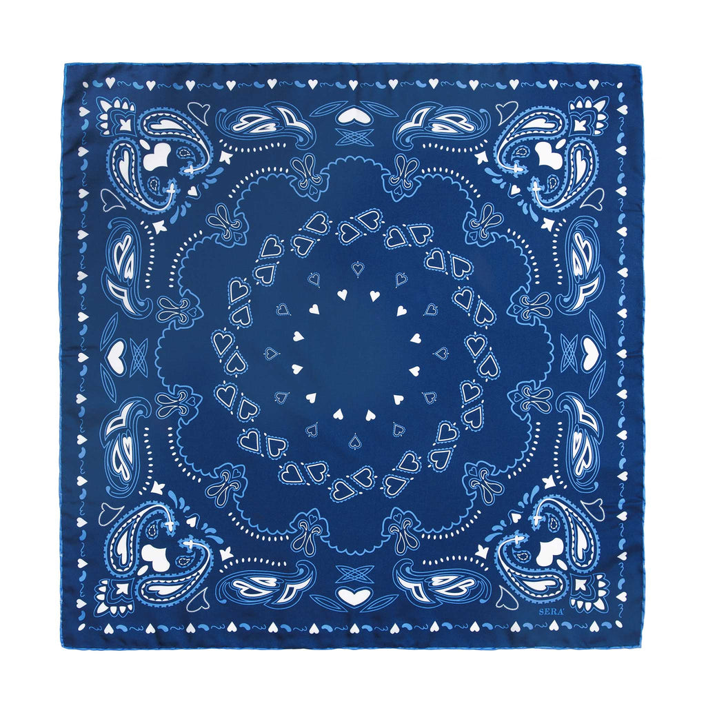 Paisley Blue Silk Bandana Made in Italy | Serà Fine Silk