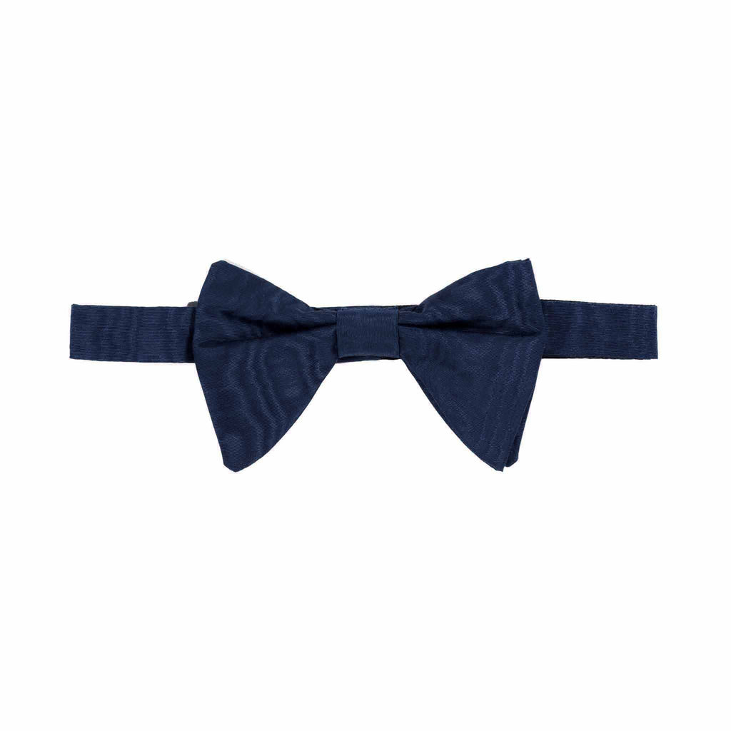 Blue Pre-Tied Silk Moire Butterfly Bow Tie Serà Fine Silk