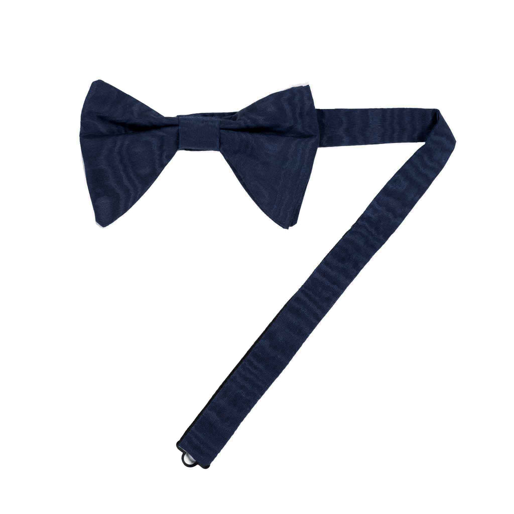 Blue Pre-Tied Silk Moire Butterfly Bow Tie Serà Fine Silk