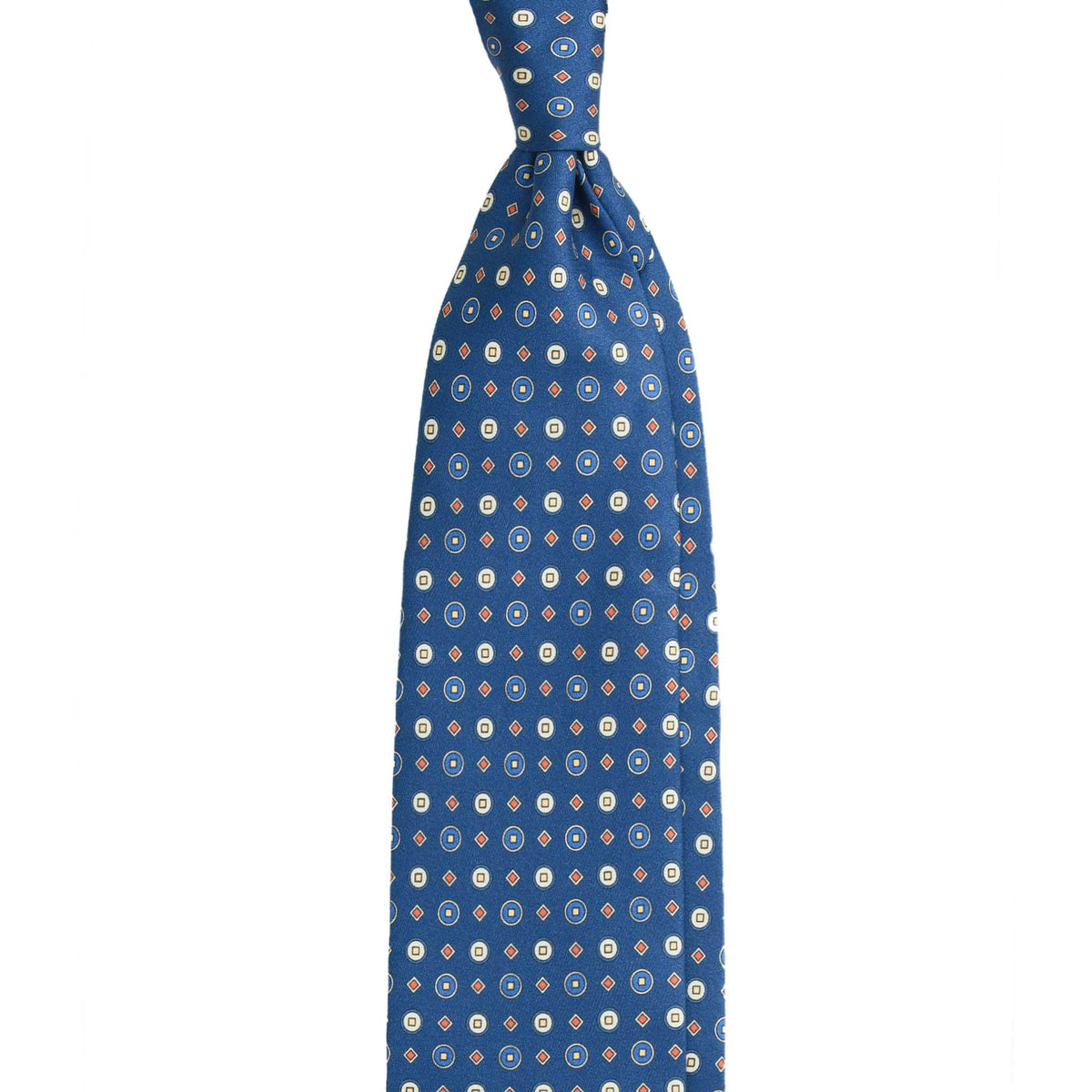 Blue Silk Tie with Light Blue Geometric Pattern | Serà Fine Silk