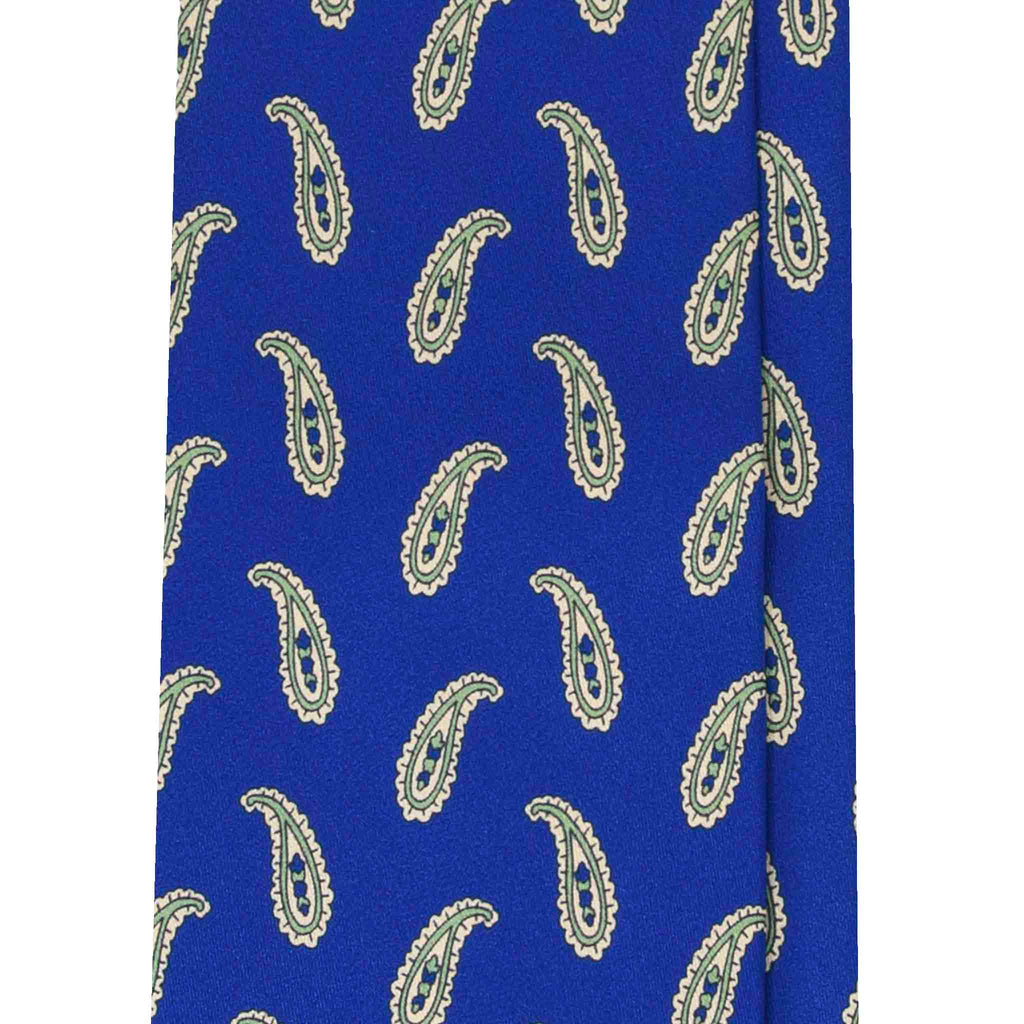 Blue Silk Tie with Big Yellow Paisley Serà Fine Silk