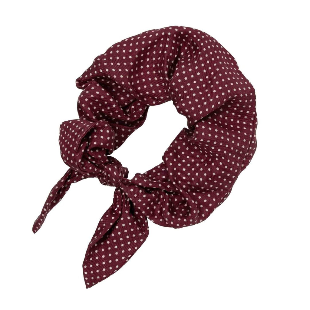 Burgundy Polka Dots Pattern Silk Scrunchy Serà Fine Silk