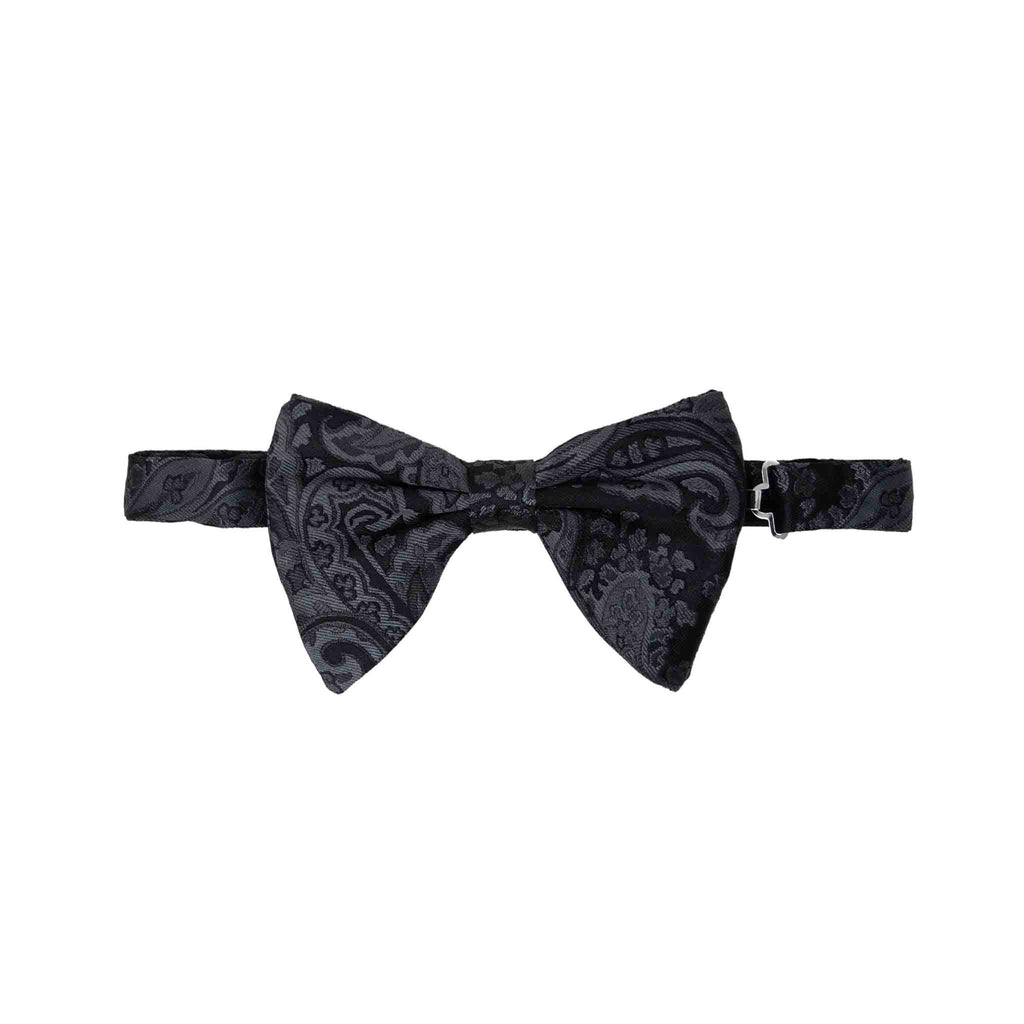 Black Paisley Pre-Tied Silk Butterfly Bow Tie Serà Fine Silk