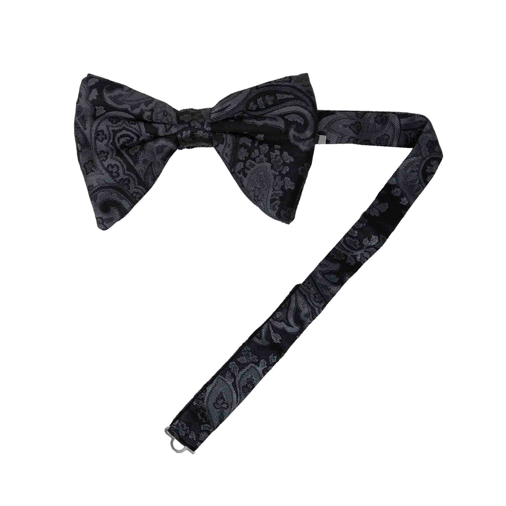 Black Paisley Pre-Tied Silk Butterfly Bow Tie Serà Fine Silk