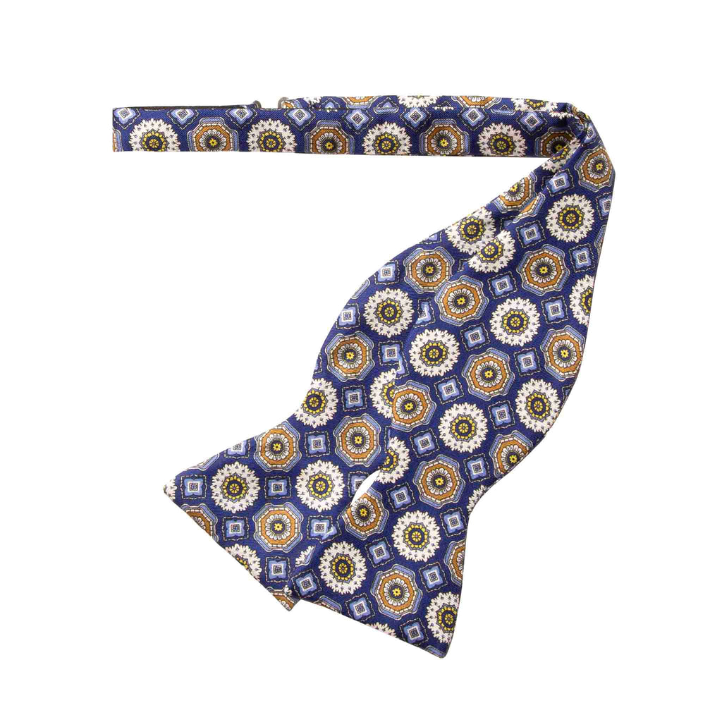 Royal Blue with Medallions Self-Tie Silk Bow Tie Serà Fine Silk