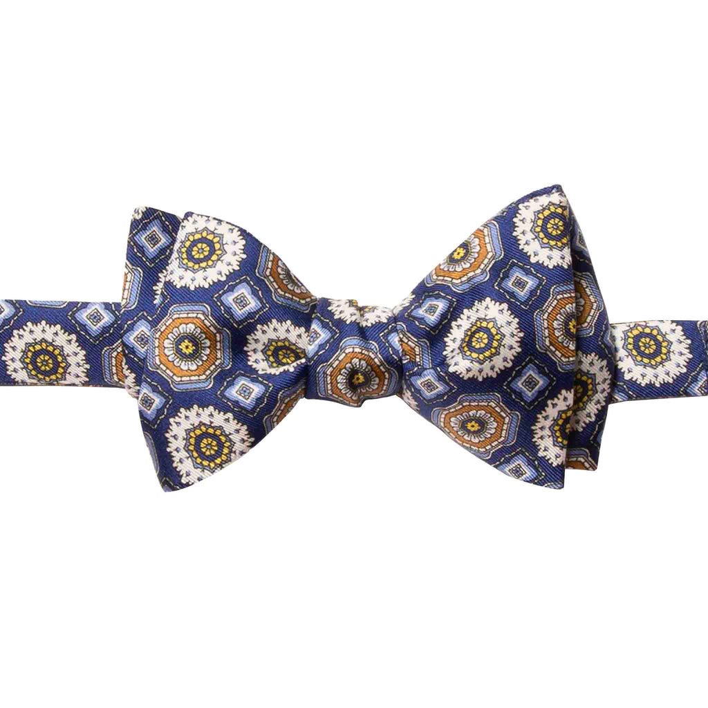 Royal Blue with Medallions Self-Tie Silk Bow Tie Serà Fine Silk