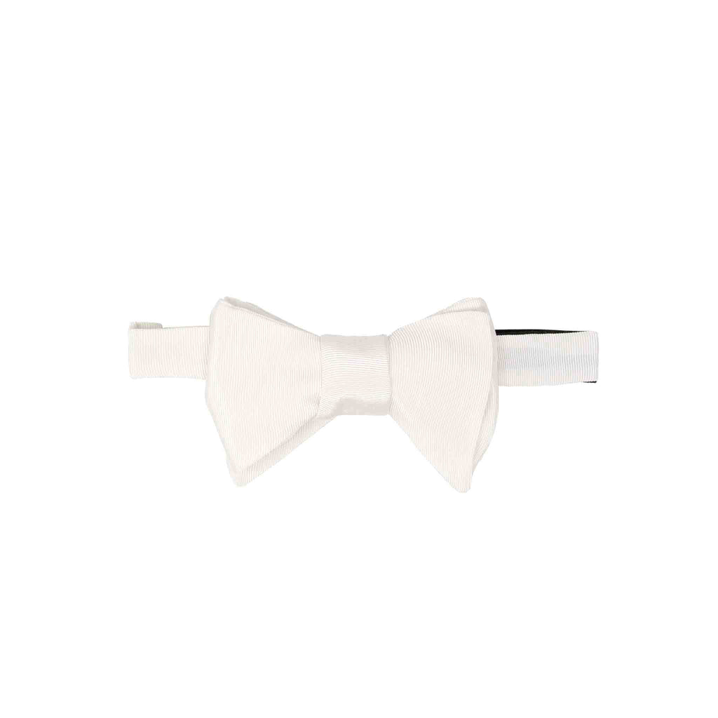 White Self-Tie Silk Grosgrain Butterfly Bow Tie Serà Fine Silk