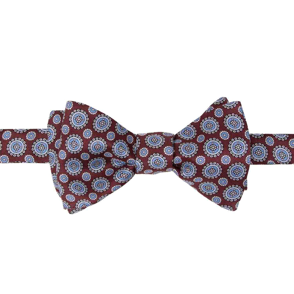 Light Blue Circles Pattern Self-Tie Silk Bow Tie Serà Fine Silk