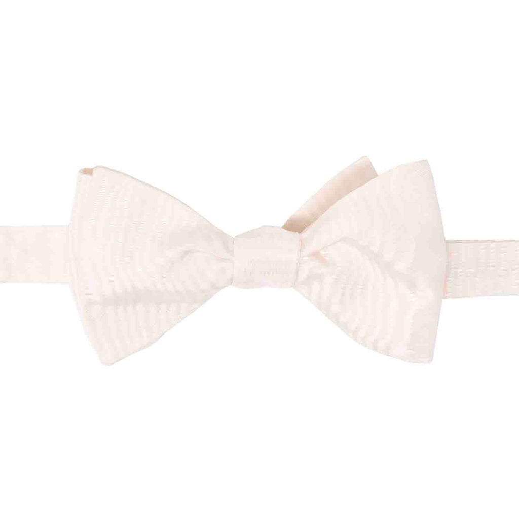 White Moire Self-Tie Silk Bow Tie Serà Fine Silk