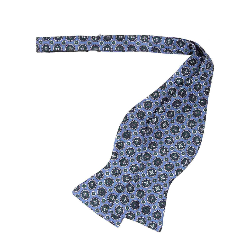 Light Blue Circles Pattern Self-Tie Silk Bow Tie  Serà Fine Silk