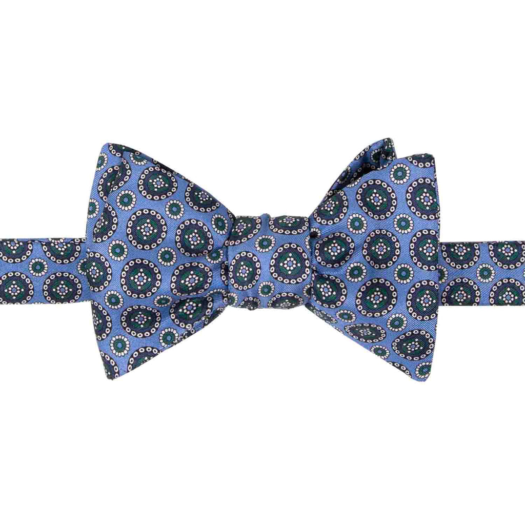 Light Blue Circles Pattern Self-Tie Silk Bow Tie  Serà Fine Silk