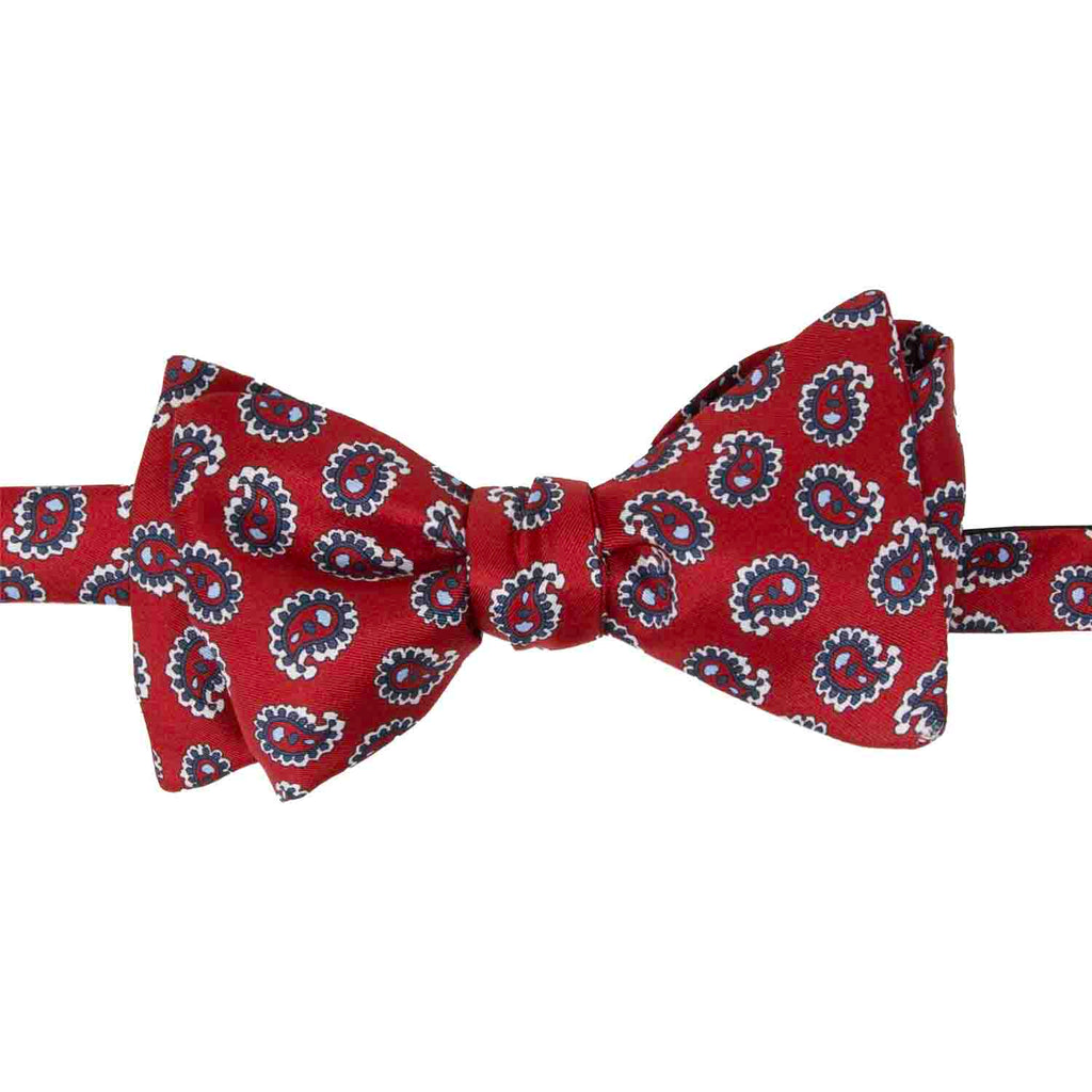 Red Paisley Self-Tie Silk Bow Tie Serà Fine Silk