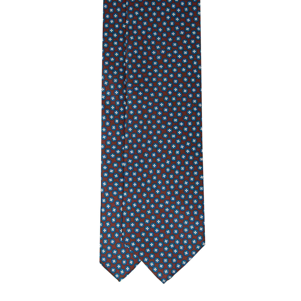 Brown Silk Tie & Elleboro Pocket Square Set Serà Fine Silk