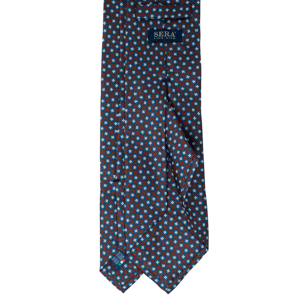 Brown Silk Tie & Elleboro Pocket Square Set Serà Fine Silk
