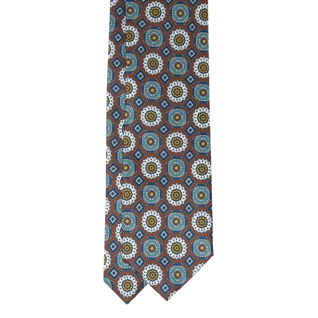 Brown Medallions Silk Tie Serà Fine Silk