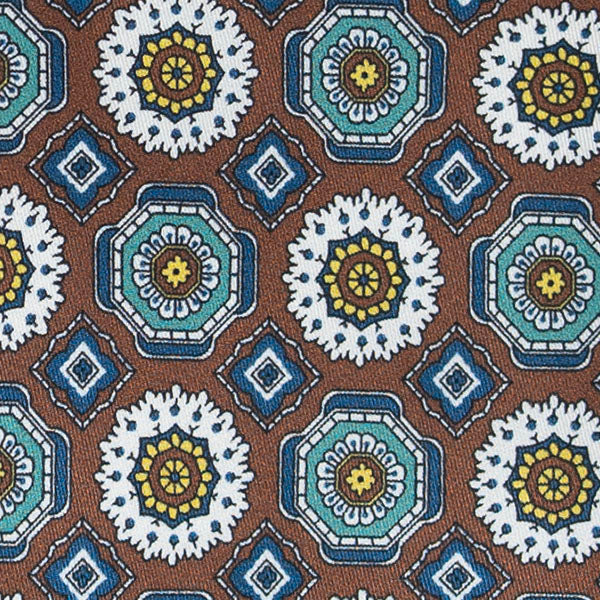 Brown Medallions Silk Tie Serà Fine Silk
