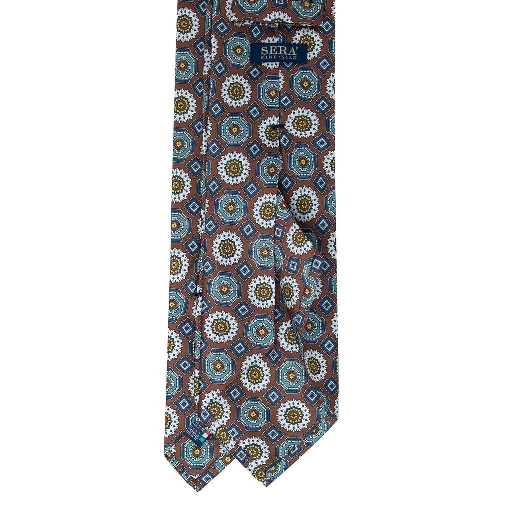 Brown Medallions Silk Tie Serà Fine Silk