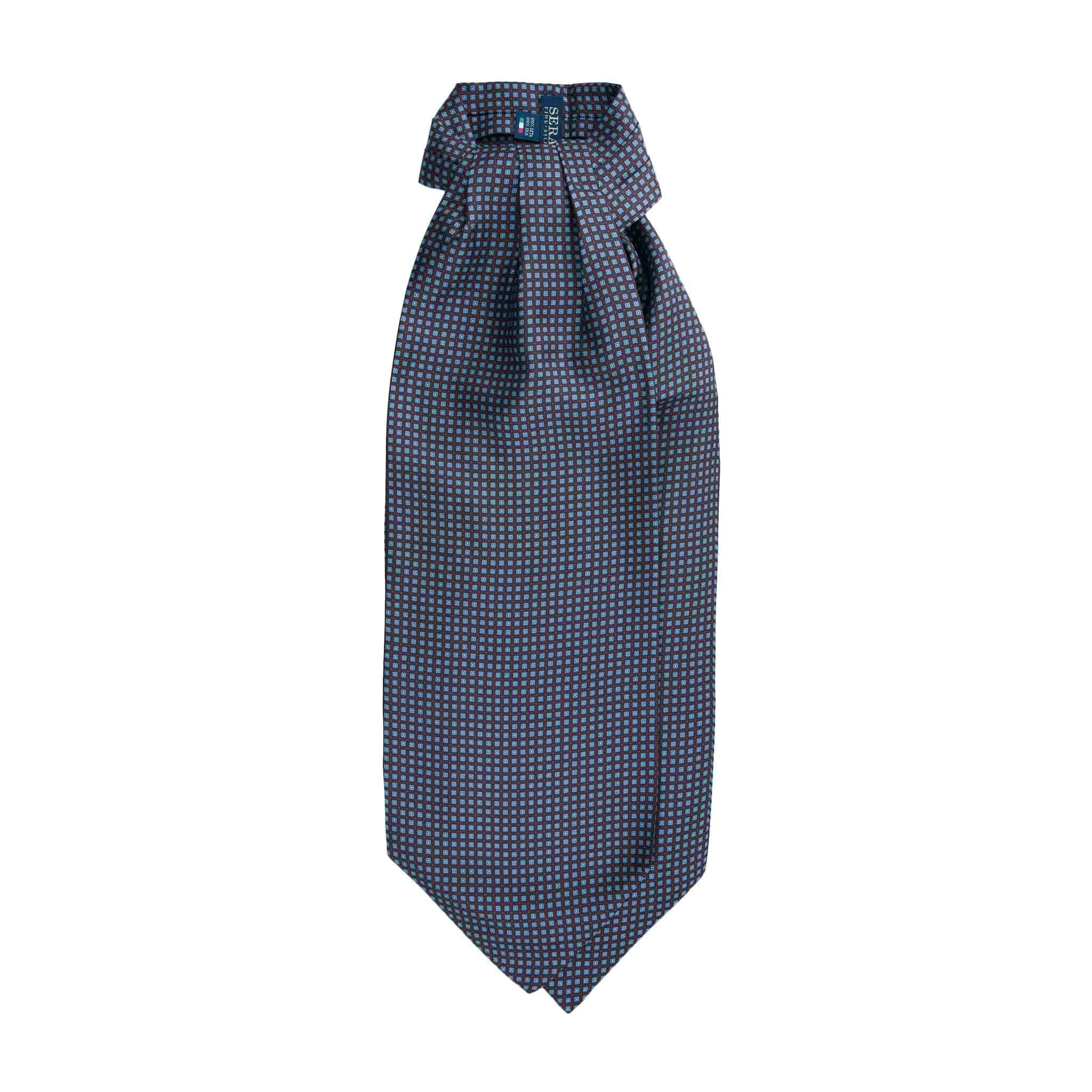 Brown Square Pattern Silk Ascot