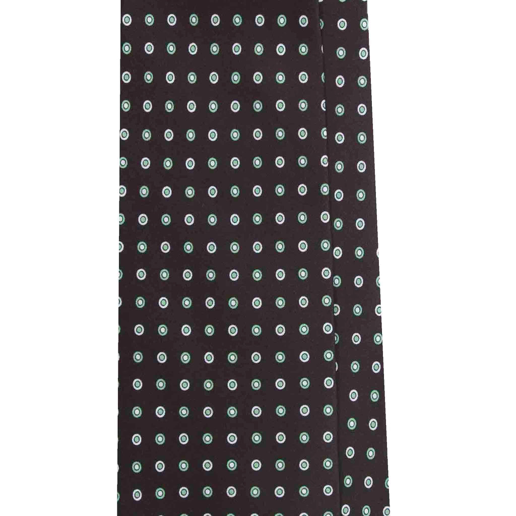 Brown Silk Tie with Small Mint Green Circles Serà Fine Silk