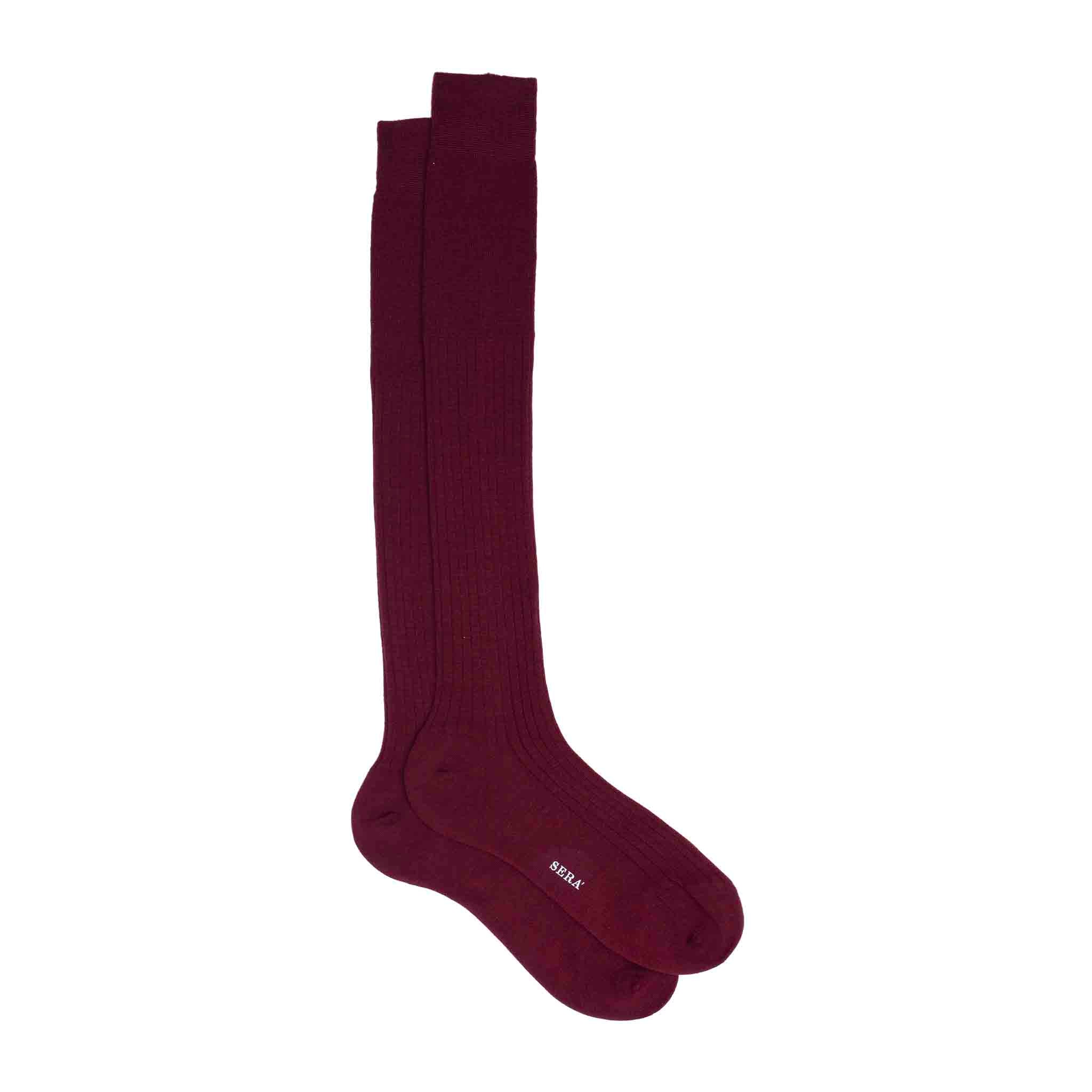 Burgundy Ribbed Wool Socks