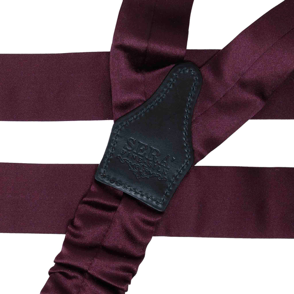 Burgundy Satin Barathea Tuxedo Silk Suspenders Serà Fine Silk