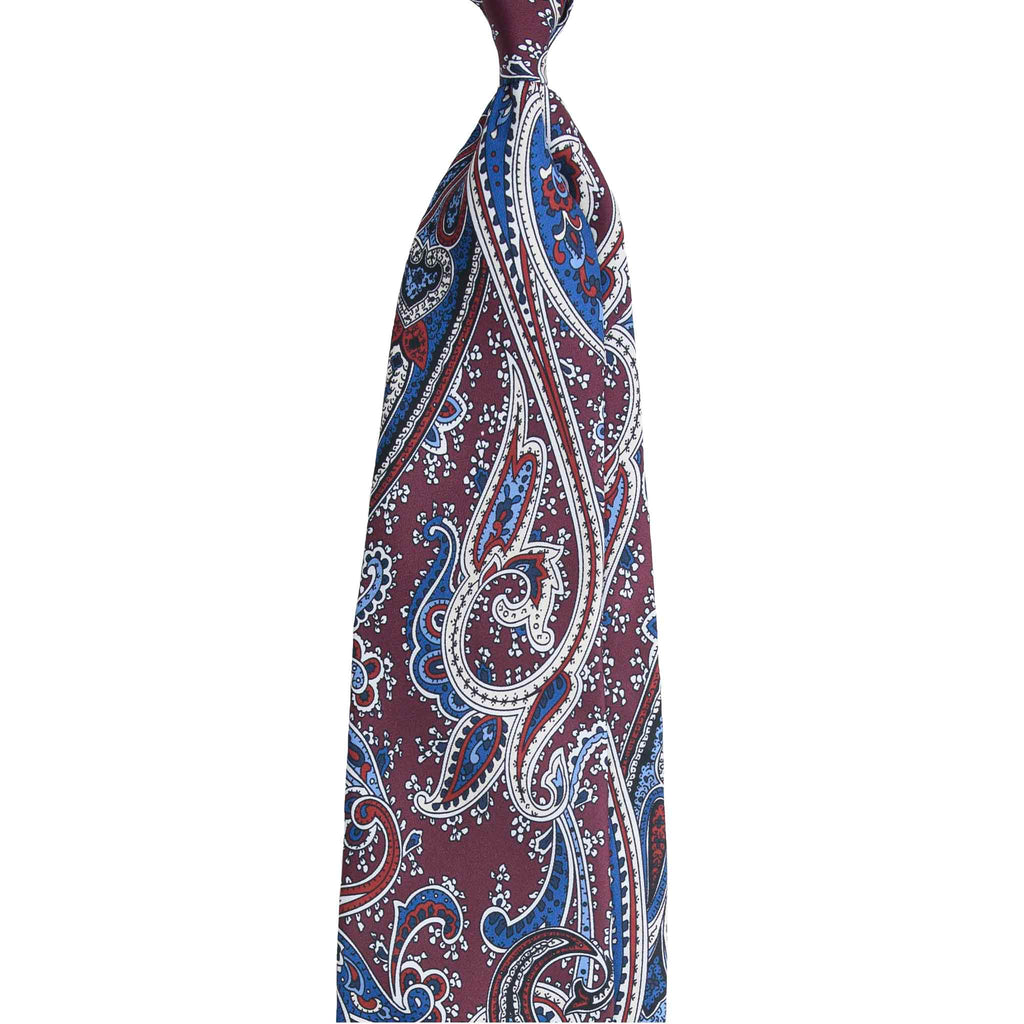 Burgundy Silk Tie with Classic Paisley Pattern Serà Fine Silk