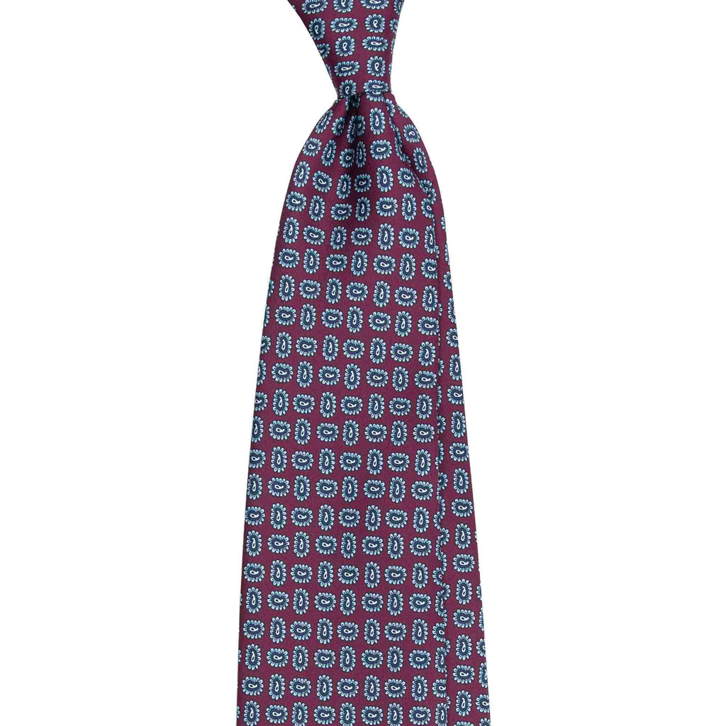 Burgundy Silk Tie with Small Paisley Pattern Serà Fine Silk