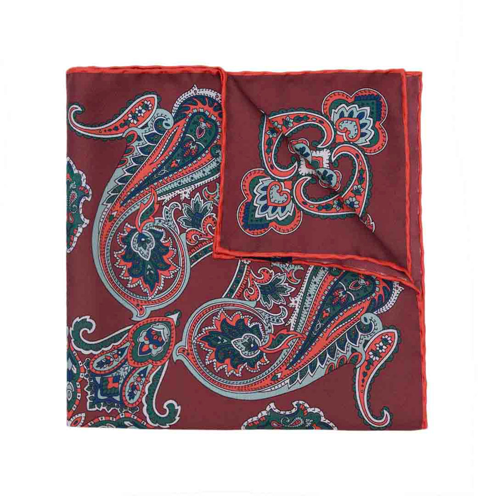 Cherry Nebbiolo Silk Pocket Square Serà Fine Silk