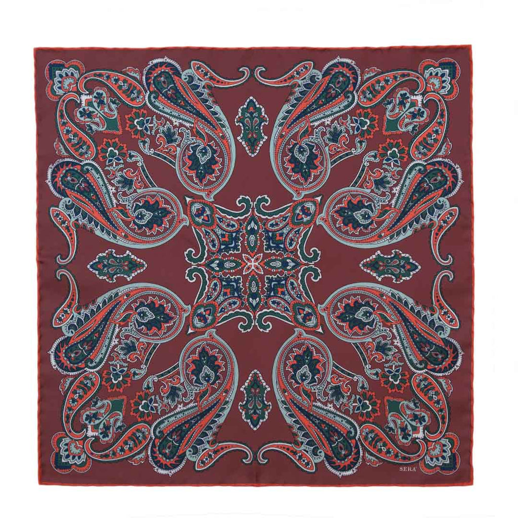 Cherry Nebbiolo Silk Pocket Square Serà Fine Silk