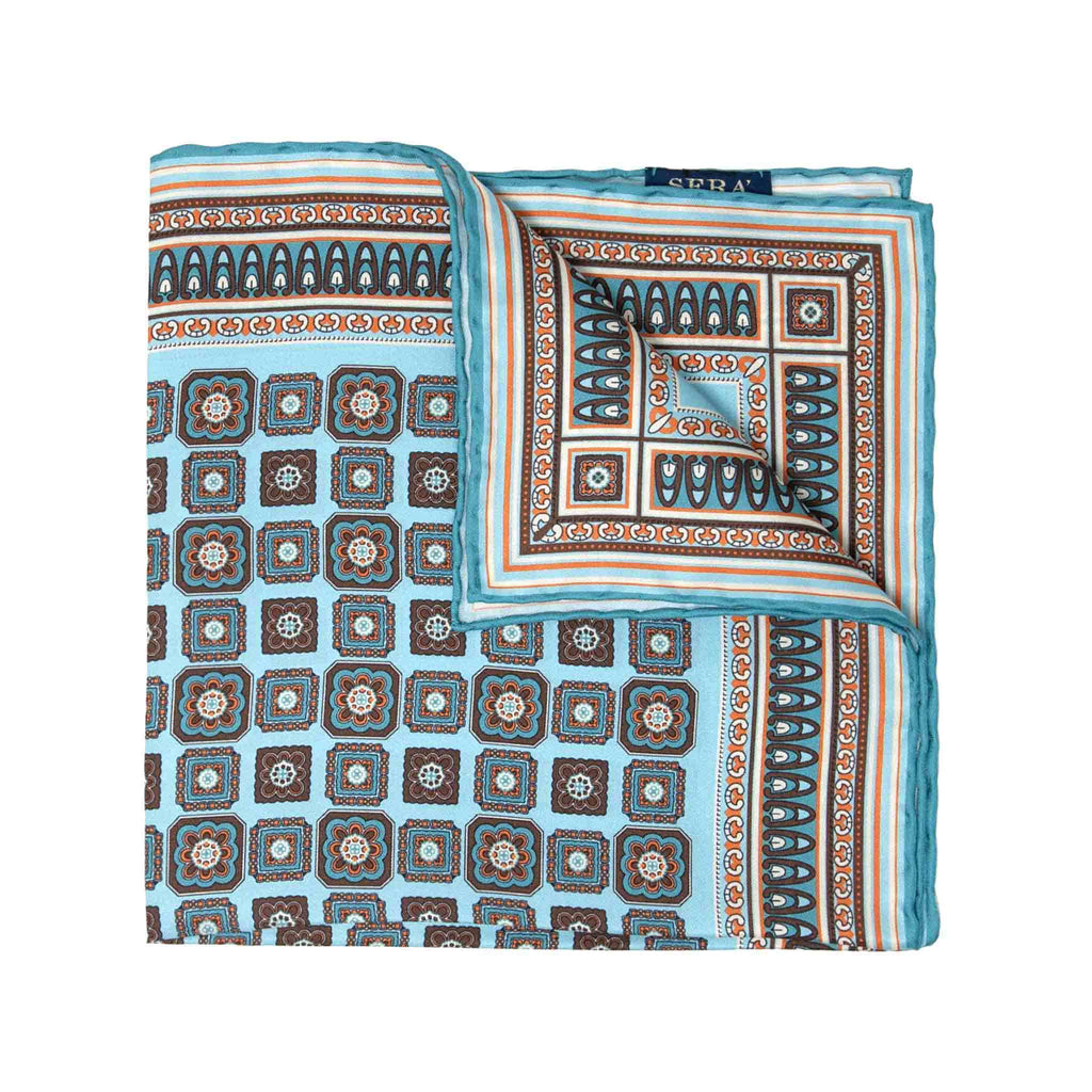 Como Acqua Green Silk Pocket Square Serà Fine Silk