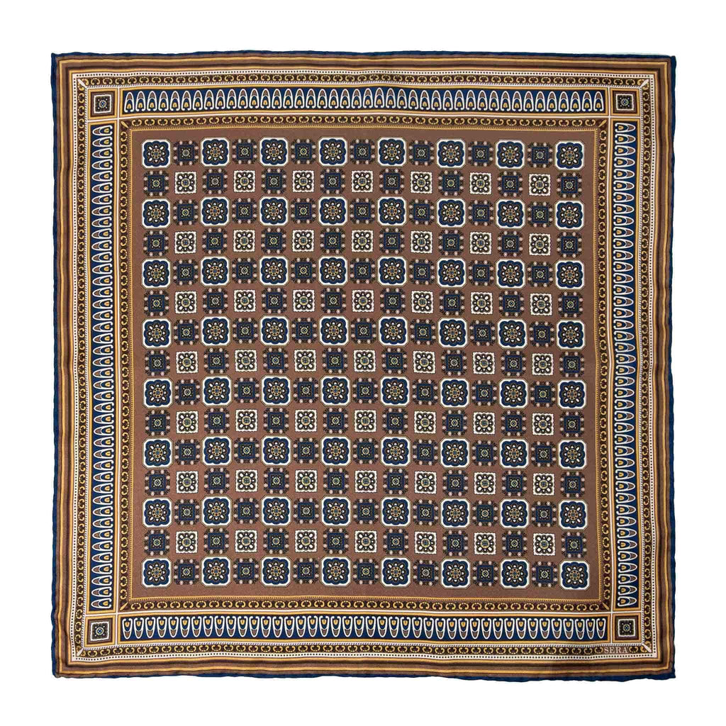 Como Brown Silk Pocket Square Serà Fine Silk